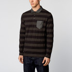 Bold Stripe Collared Shirt // Black + Grey (M)