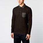 Long Sleeve Knit Collared Shirt // Black (S)