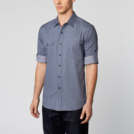 Double Pocket Button-Up Shirt // Blue (S)
