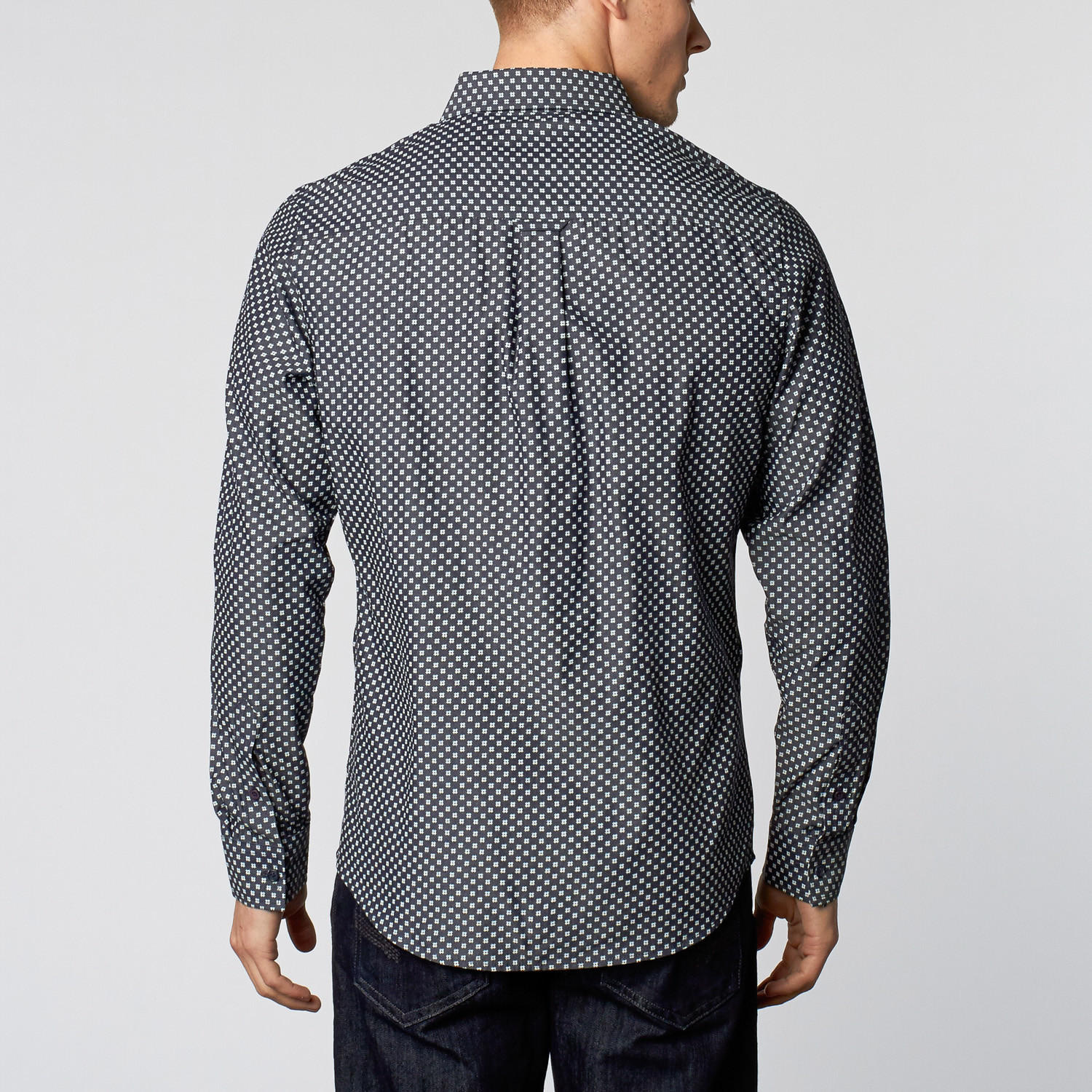 Woven Patterned Button-Up Shirt // Navy (S) - Smash Trends: Weekend ...