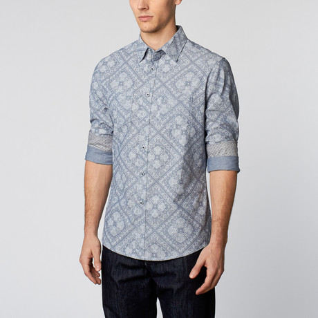 Paisley Button-Up Shirt // Blue (S)