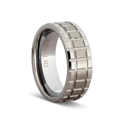 Treaded Tungsten Ring // Silver (Size 8.5)