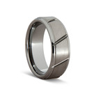 Jagged Brushed Tungsten Ring // Silver (Size 9)