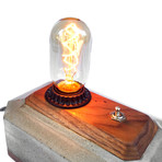 Concrete + Walnut Desktop Edison Lamp (Oval Bulb Style)