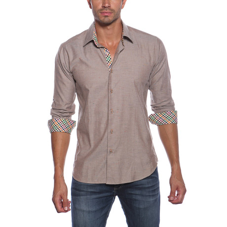 Jared Lang // AVE Button-Up // Mocha Nep + Gingham (S)