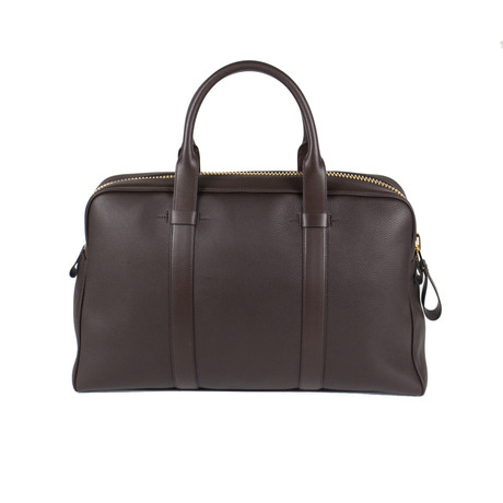 Pebbled Leather Holdall Bag // Brown