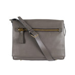 Pebbled Leather Messenger Shoulder Bag