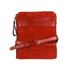 Suede Leather Messenger Bag // Red