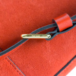 Suede Leather Messenger Bag // Red