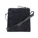 Suede Leather Messenger Bag // Black