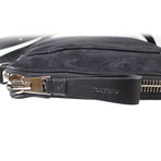 Suede Leather Messenger Bag // Black