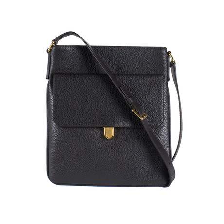 Pebbled Leather Messenger Bag // Black