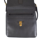 Pebbled Leather Messenger Bag // Black