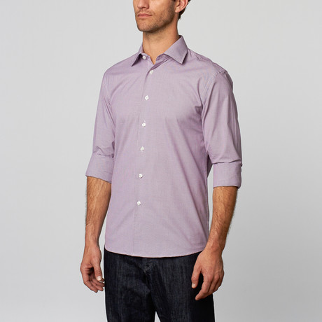 Mini Gingham Button-Up Shirt // Violet (US: 15R)