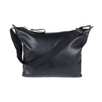 Pebbled Leather Shoulder Bag // Fabric Strap