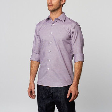 Pattern Casual Button-Up Shirt // Magenta + Black (US: 15R)