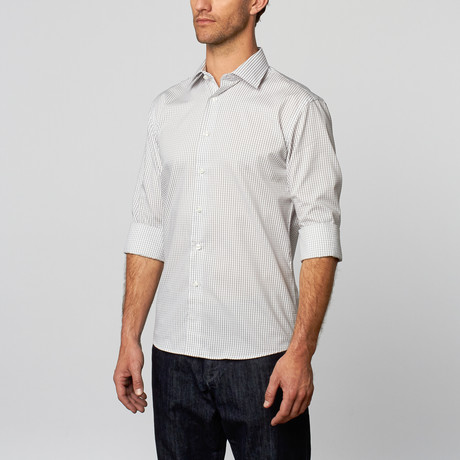 Classy Grid Button-Up // White + Grey (US: 15R)