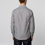 Vertical Stripe Dress Shirt // Dark Grey + White (S)