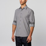 Vertical Stripe Dress Shirt // Dark Grey + White (S)