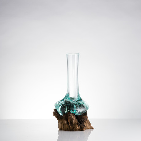 Gamal Root + Molten Glass Bud Vase