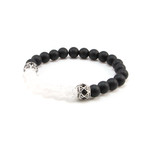 Tibetan Sliver Shattered Bead Bracelet // Black + Crystal