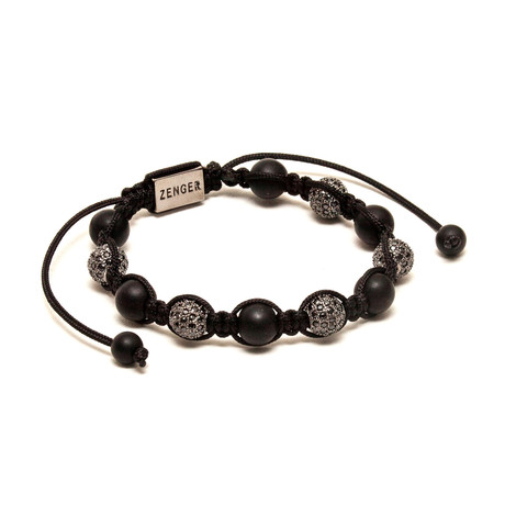 Matte Onyx Disco Ball Macrame Bracelet // Black