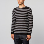 Loft 604 // Cashmere Blend Reversible Stripes Crew // Black (L)