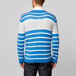 Pure Cotton Lightweight Stripes Cardigan // Electric Blue (S)