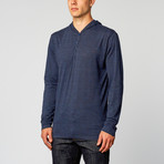 James Pinstripe Henley // Black + Navy (L)
