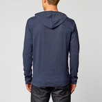 James Pinstripe Henley // Black + Navy (L)