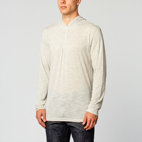 James Pinstripe Henley // Grey + Cream (S)