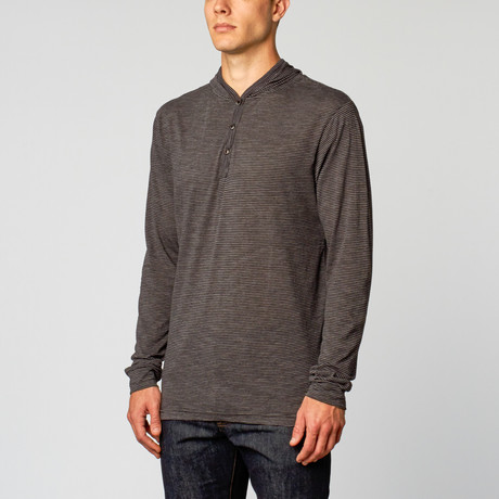James Pinstripe Henley // Black + Grey (S)