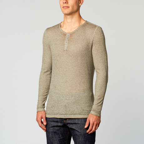 Burnout Long-Sleeve Henley // Light Grey (S)