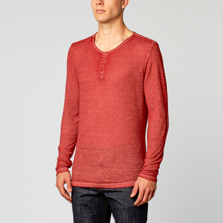 Burnout Long-Sleeve Henley // Red (S)