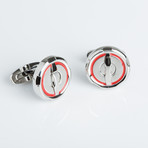 Cufflinks // Round // Red + Stainless Steel