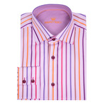 Vito Button Up Shirt // White Multicolor Stripe (M)