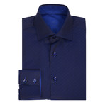 Tello Button Up Shirt // Navy Blue Small Dot (M)