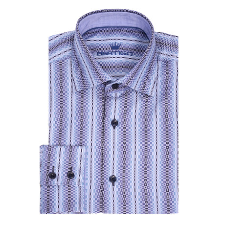 Pato Button Up Shirt // Blue Stripe Jacquard (S)