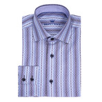 Pato Button Up Shirt // Blue Stripe Jacquard (XL)