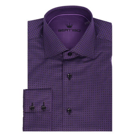 Justin Button Up Shirt // Purple Dobby Neat Graphic (S)