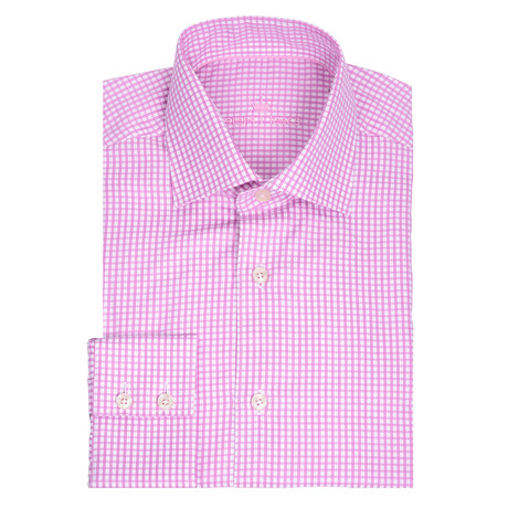 Dani Button Up Shirt // Pink + White Mini Checkered Soft Finish (S)