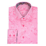 Baldo Button Up Shirt // Pink  Jacquard Flower (XL)