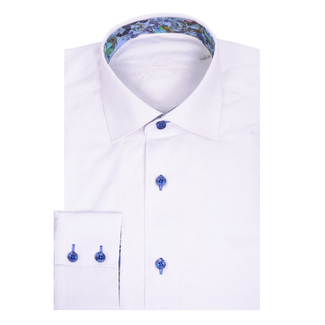 Baldo Button Up Shirt // White Jacquard Flower (S)