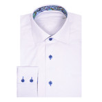 Baldo Button Up Shirt // White Jacquard Flower (XL)