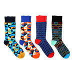 Dress Socks // Triangle + Grid Mix // Pack of 4