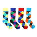 Dress Socks // Bright Argyle Mix // Pack of 4