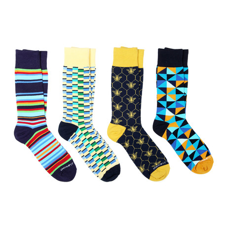 Dress Socks // Yellow + Black Mix // Pack of 4