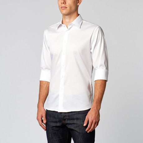 Classy Dress Shirt // White Satin Twill (US: 15R)
