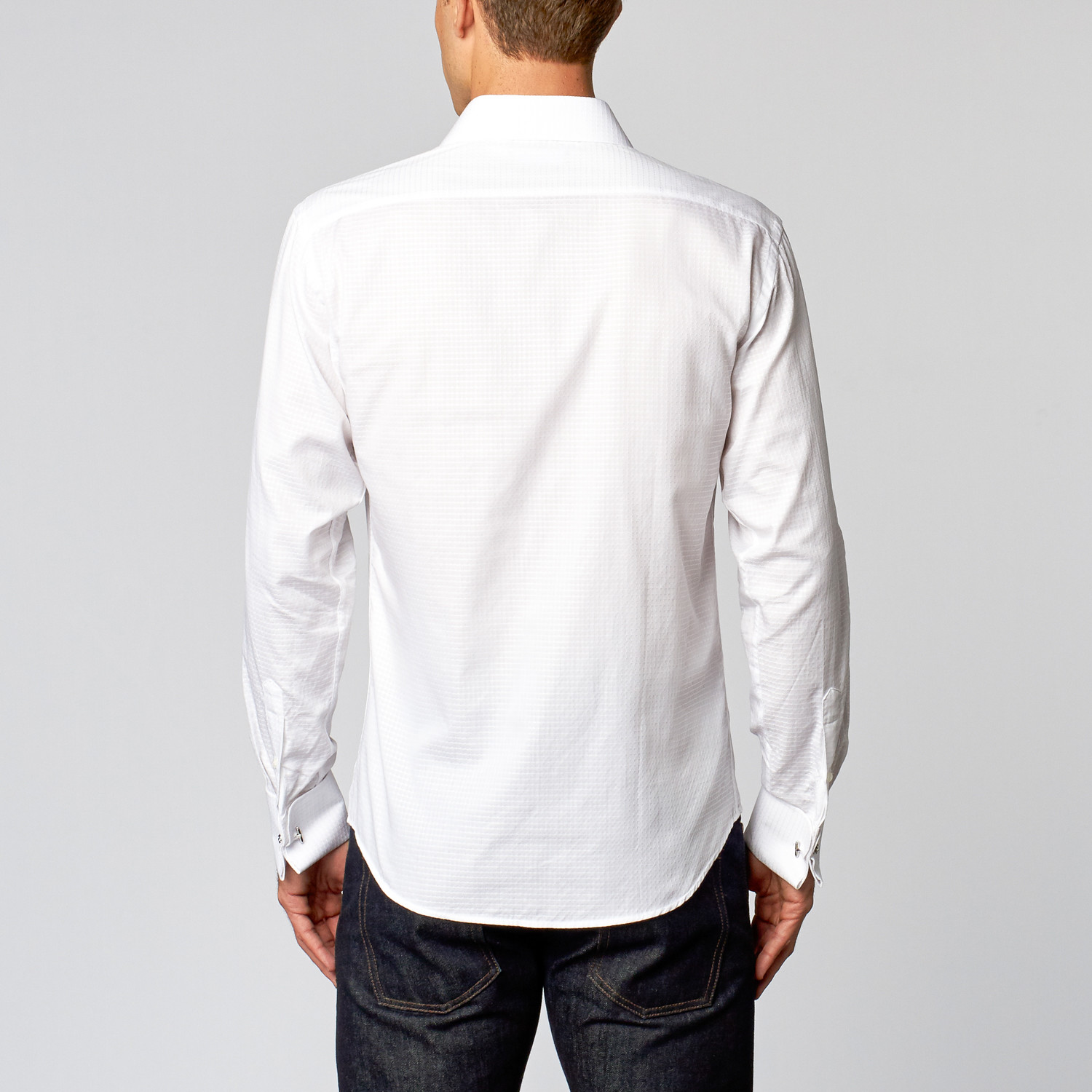 Textured Dress Shirt // White Grid (US: 17.5R) - Slim Fit Shirting ...