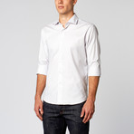 Shimmer Dress Shirt // White Checkered Satin (US: 17.5R)